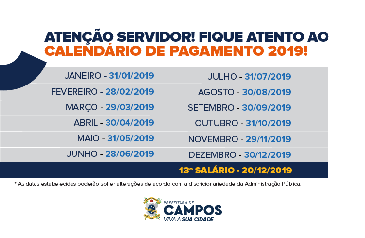 Calendario de pagamento da prefeitura de natal 2019