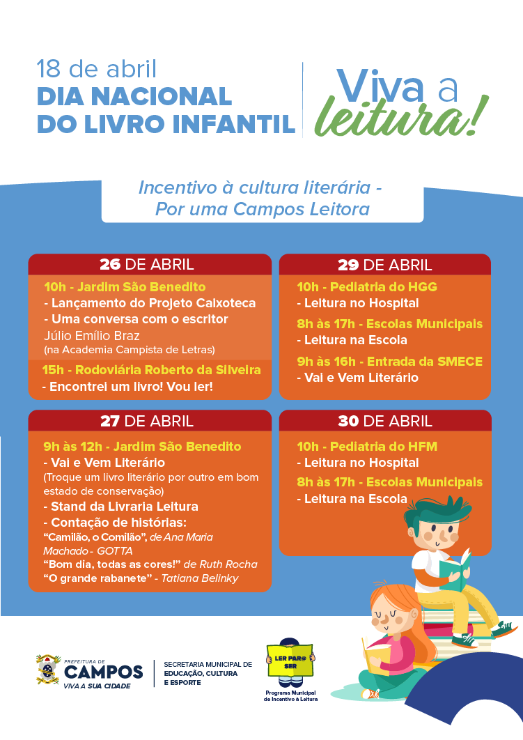 Secretaria de Educação abre nesta sexta programação em homenagem ao Livro  Infantil